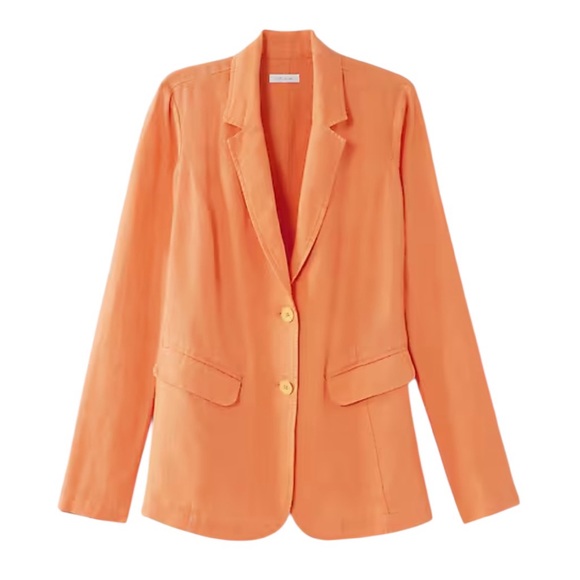 J. Jill Petites Love Linen Orange Blazer Size Medium - Picture 2 of 11